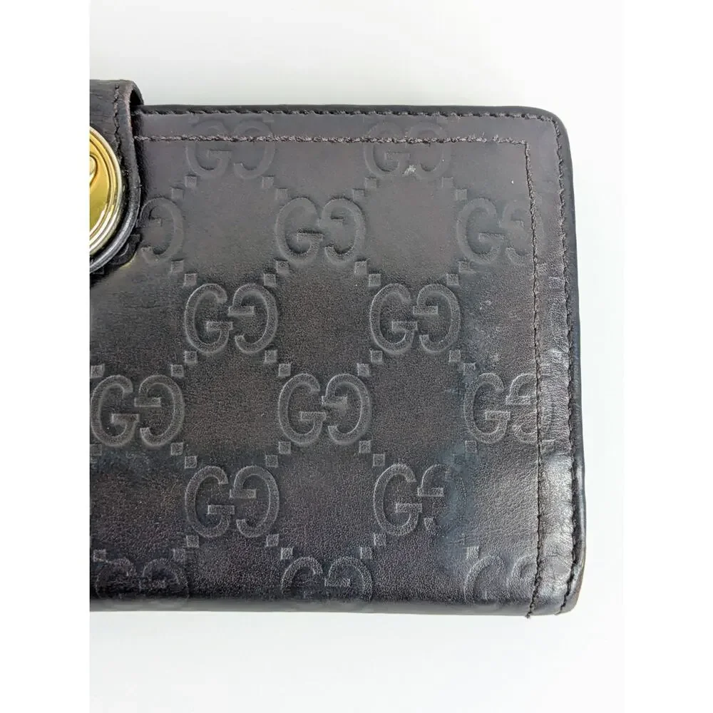 Gucci Guccissima Hysteria Continental Wallet Brown Leather GG Logo Bifold Snap